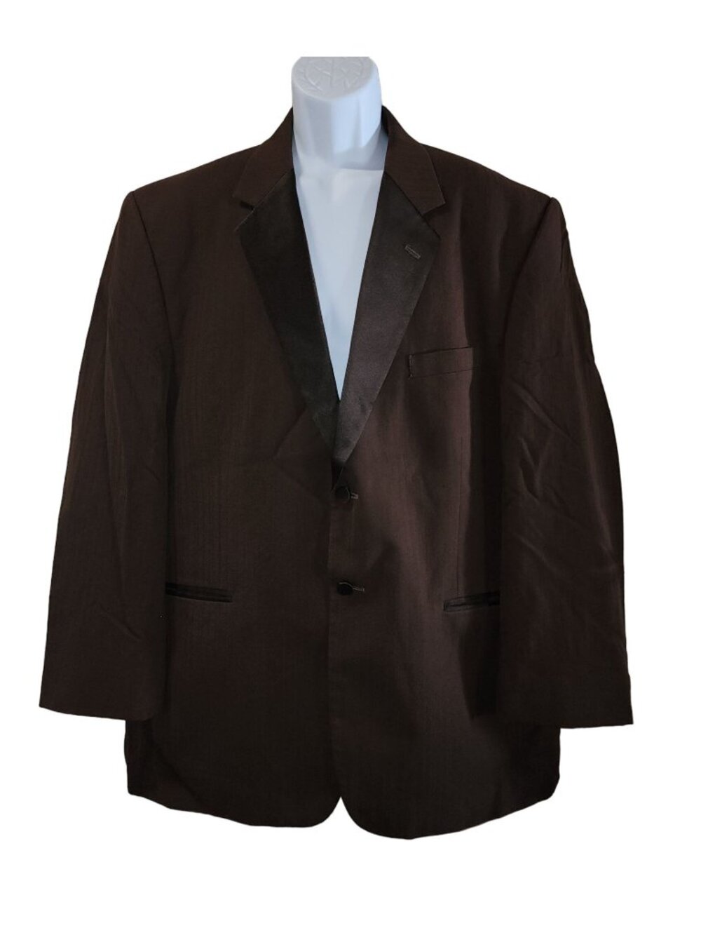 Men's Stephen Geoffrey 100% Worsted Wool Brown Striped Blazer Tux Jacket 48R